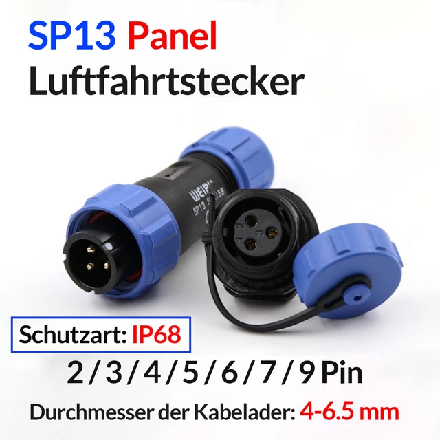SP28 IP68 Wasserdichter Stecker 90 Grad - 2-polig Militärstecker 10er Set