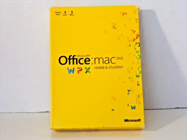MS Microsoft Office MAC 2011 Home and Student.  Family Pack 3 User 3 Mac