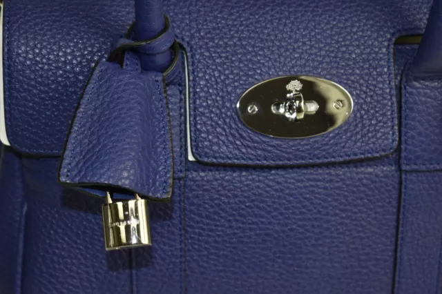 New Mulberry Small Bayswater Leather Satchel Handbag Indigo Soft Grain Bag Blue 3