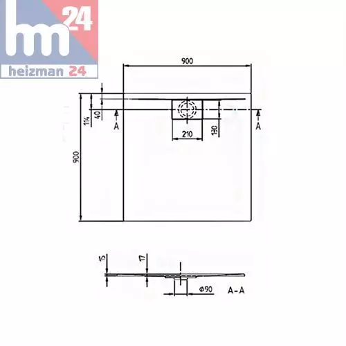 Villeroy & Boch Architectura MetalRim 90x90cm Acryl-Duschwanne UDA9090ARA115V-01 3