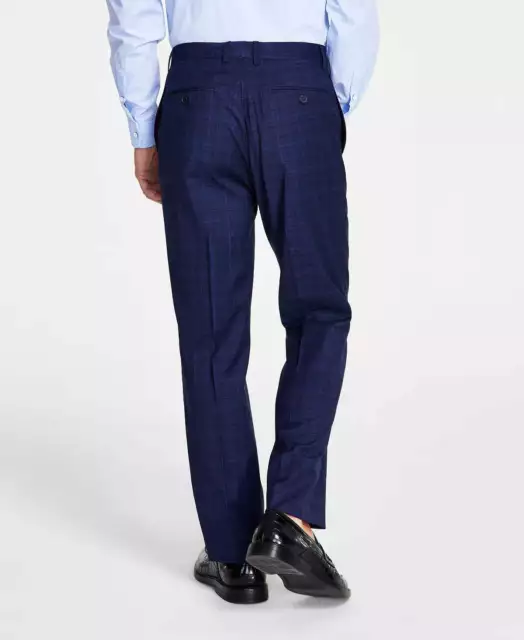 Calvin Klein Mens Slim Fit Plaid Dress Pants Blue 38 x 30 3