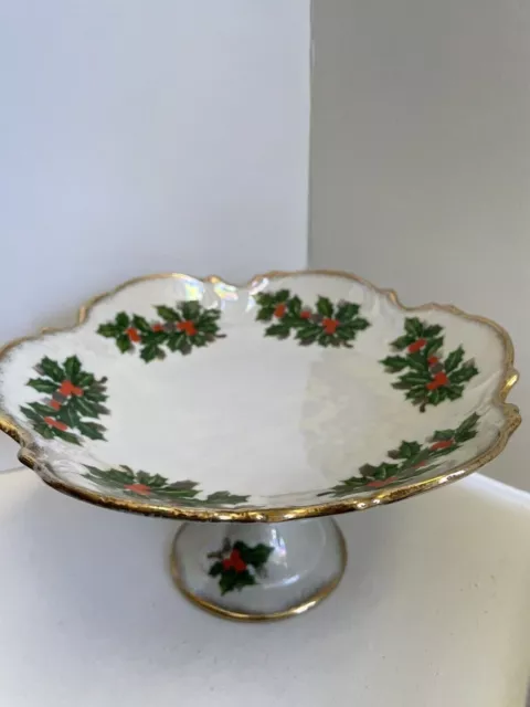Vintage Ucagco Christmas Pedestal Dish