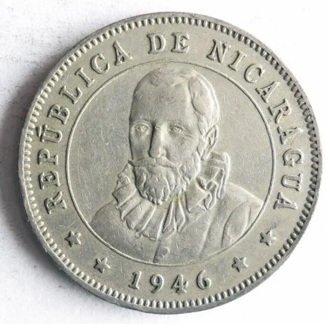 1946 NICARAGUA 25 CENTAVOS - Excellent Coin - FREE SHIP - Bin #150