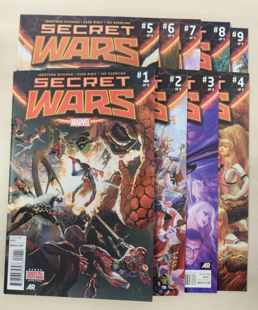 Secret Wars 9PC LOT #1-9 - Complete Set / KEY / MCU Timeline (9.0/9.2) 2015-16