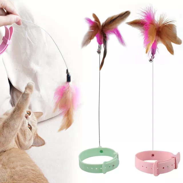 Cat Feather Collar Adjustable Interactive Cat Toy with Soft Silicone Bell Gift