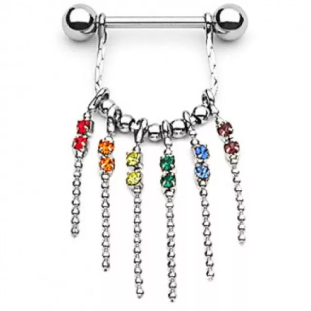 Piercing poitrine en acier chirurgical 316L  - rainbow