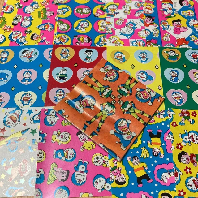 SHOWA RETRO DORAEMON Pattern Chiyogami Origami Kako-Chan Obaq Japan ...