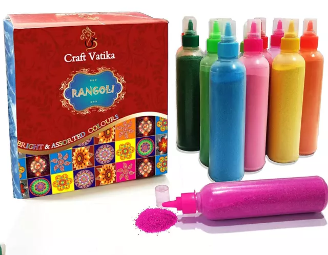 Multicolour Rangoli Color Powder,Kit for floor Decoration (Pack Of 12) FREE SHIP