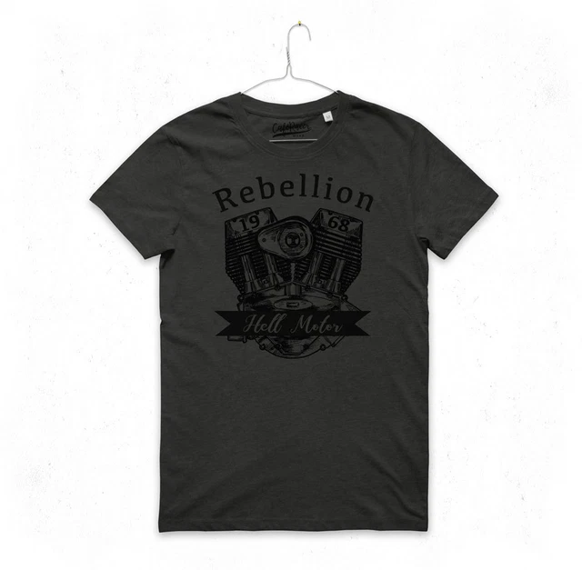 MAGLIETTA CAFE RACER maglia uomo biker motori REBELLION HELL MOTOR T-SHIRT MAN