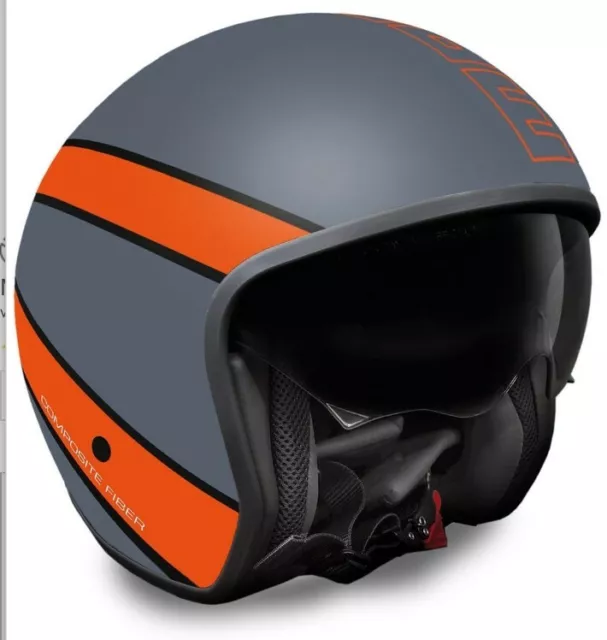 MOMO DESIGN JET HELM RAPTOR GRAU FROST OUTLINE ROT ORANGE XXS MATT Motorradhelm