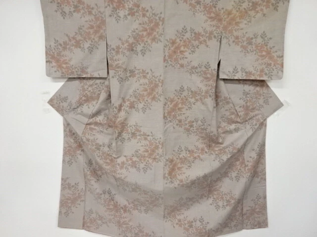 6739521: Japanese Kimono / Antique Kimono / Fushi Tsumugi / Woven Flower