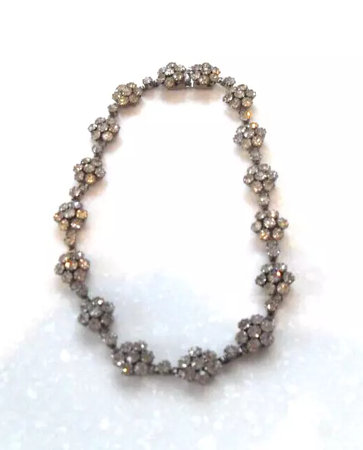 GORGEOUS ART DECO INSPIRED 1940s FACET CUT CLEAR CRYSTAL GLASS CHOKER NECKLACE