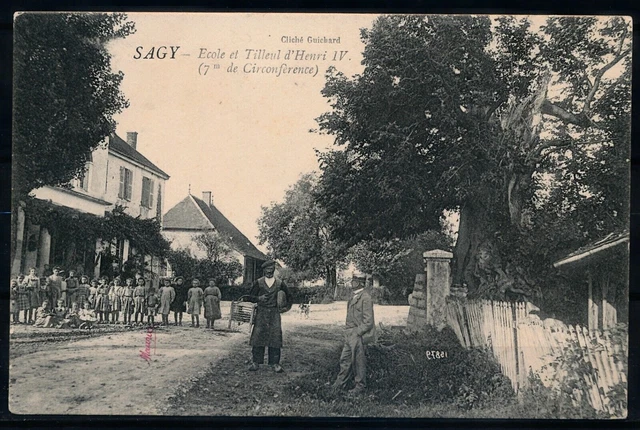 [CPA1017] France, Sagy - Ecole et Tilleul d'Henri IV - very fine old postcard