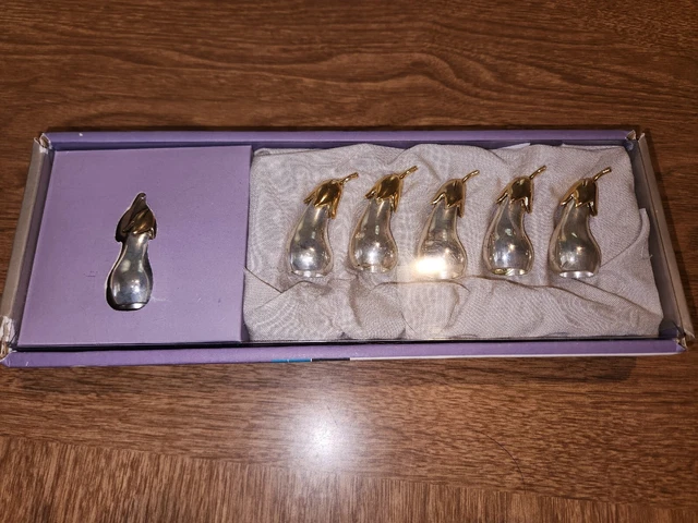 Set Of 6 Silver Eggplant Table Place Name Card Holder