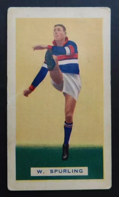 1934 Hoadleys Trade Card - Victorian Footballers #16 W Spurling - Footscray