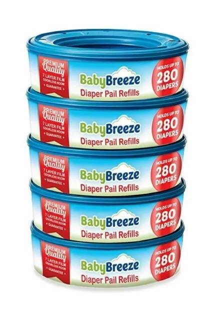 BabyBreeze Diaper Pail Refill Bags for Playtex Diaper Genie -1400 Count (5-Pack)