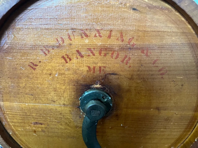 Antique AAFA Maine Stenciled Wooden Butter Churn tabletop Dunning No. 2 c.1880 Antique AAFA Maine Stenciled Wooden Butter Churn tabletop Dunning No. 2 c.1880
