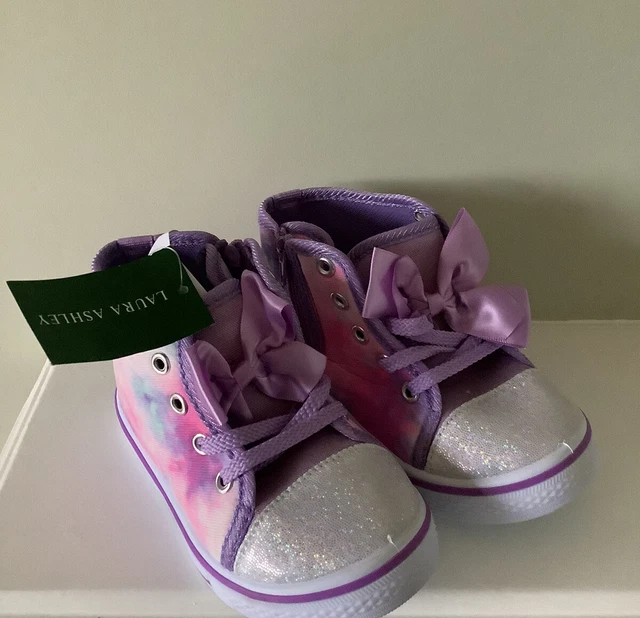 NEW Laura Ashley Size Baby 6 Pink Purple Tie Dye Converse Baby Bows Sparkly