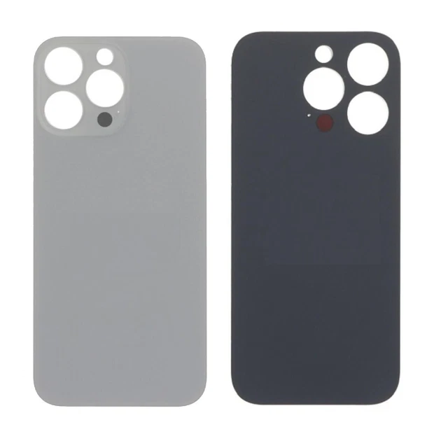 Vitre Arrière (cache Batterie) Pour IPhone 15 Pro - Couleur Titane Naturel - Avec Gros Trou - Neuf