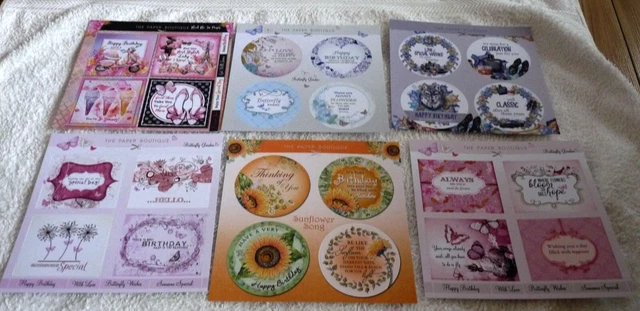 Paper Boutique Card Making Collection-Toppers/Sentiments & A4 Card Pack. Kit 5