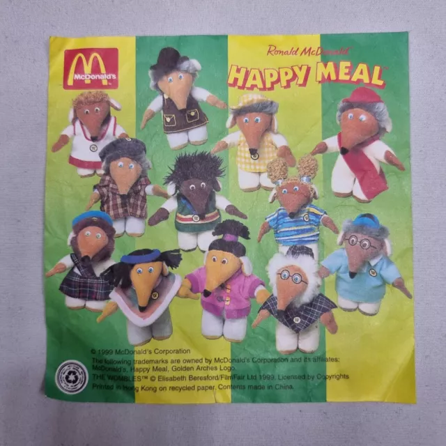 1999 McDonalds The Wombles Soft Toy Dolls Collection - Mini Paper Insert Poster
