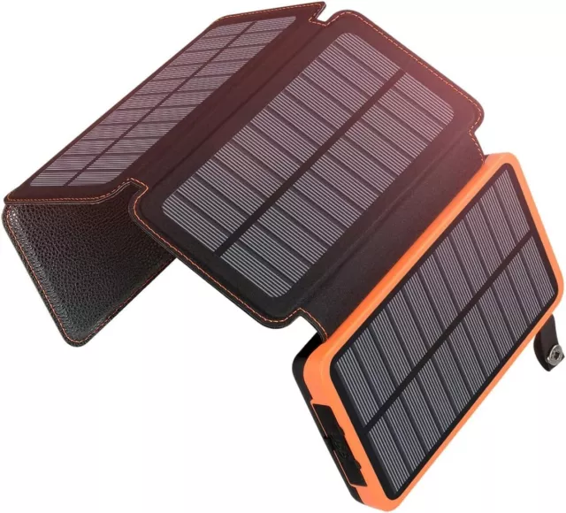 A ADDTOP Chargeur Solaire 25000Mah Portable Batterie Externe Avec 4 Panneaux Imp