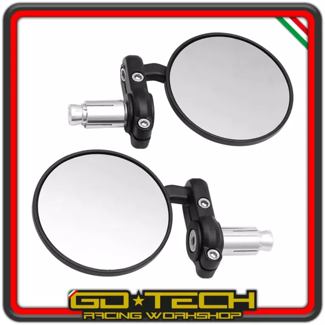 Specchietti Moto Manubrio Bar End Specchi Retrovisori Cafe Racer Regolabili Neri