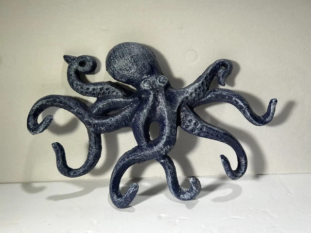 Octopus Wall Hook Cast Iron Key Rack Towel Coat Hanger Antique Gold Nautical