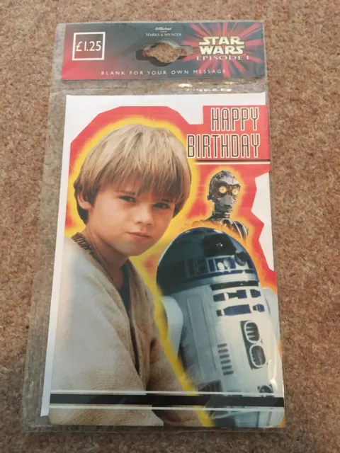 Star Wars Birthday Card Episode 1 Anakin Skywalker C3PO R2-D2 1999