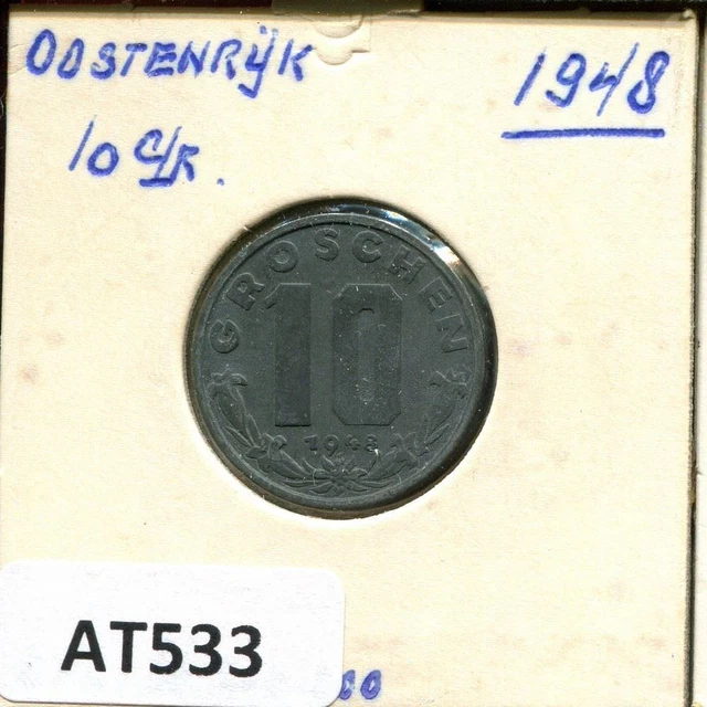 10 GROSCHEN 1948 AUSTRIA Coin #AT533C