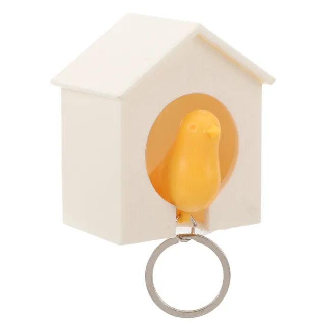 Birdhouse Key - White House with Yellow Bird
