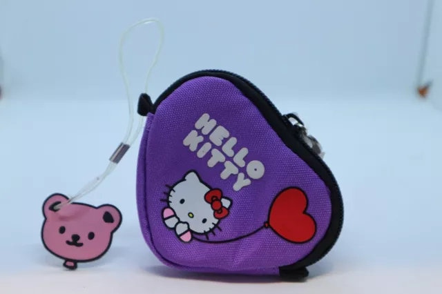 Portamonete Hello Kitty triangolare viola con cuore e zip