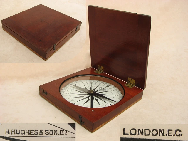 Henry Hughes & Son early Edwardian mahogany desk top compass