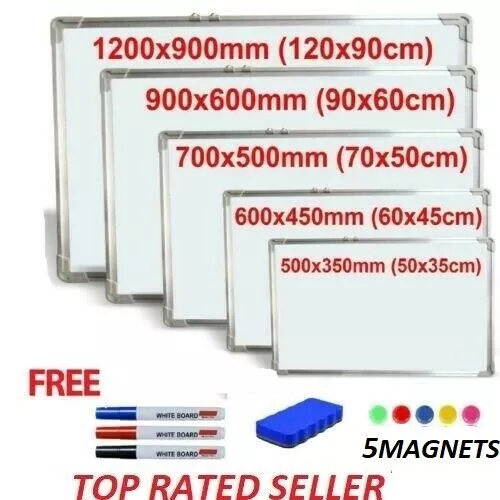 Magnetic Whiteboard Small Large White Board Dry Wipe Notice Office School Home