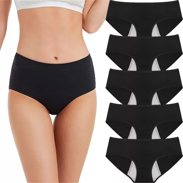 5er Pack Damen Mesh Periode Slips Auslaufsicher Menstruation Unterwäsche Schwarz