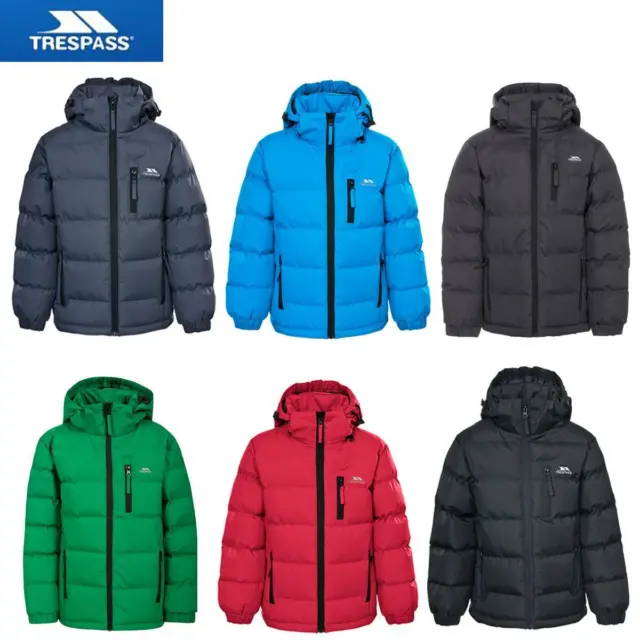 Trespass Tuff Boys Padded School Jacket Kids Hooded Quilted Casual Coat