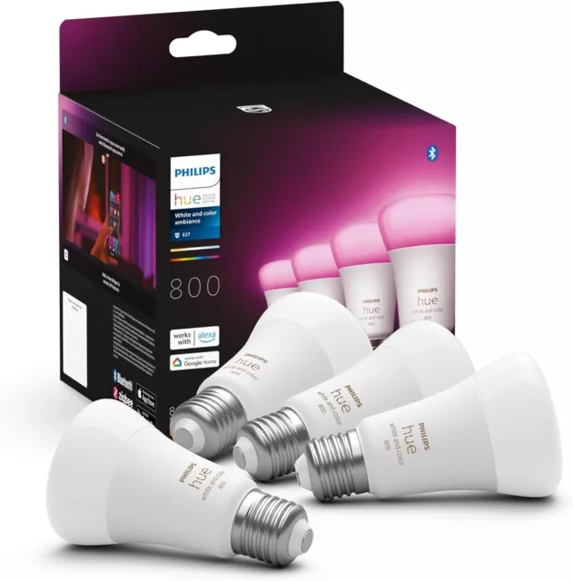 Philips Hue White & Color Ambiance E27 LED Leuchten 4-er Pack, dimmbare LED