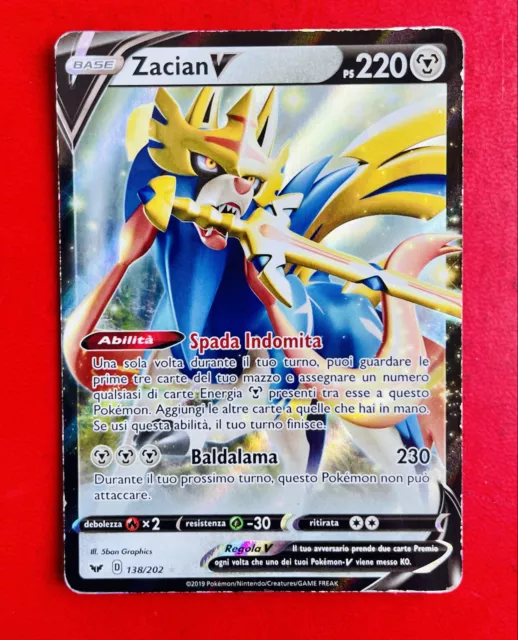 Pokemon Zacian V ASTRO ☻ ITALIANO ☻ Ultra Rara Holo ☻ 096/159 Zenit Regale