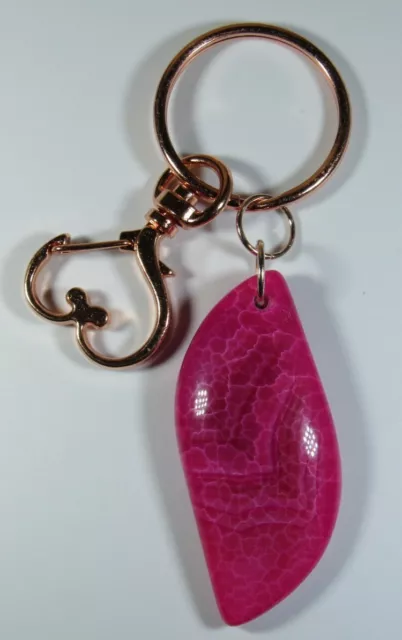 Rose Red Dragon Veins Agate Natural Stone Key Ring   Inv A142