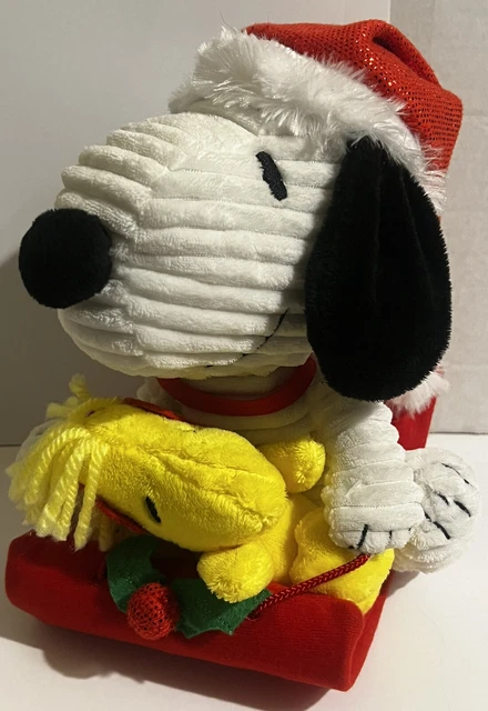 PEANUTS SNOOPY WOODSTOCK Plush Animated Musical Christmas Sled Rocks