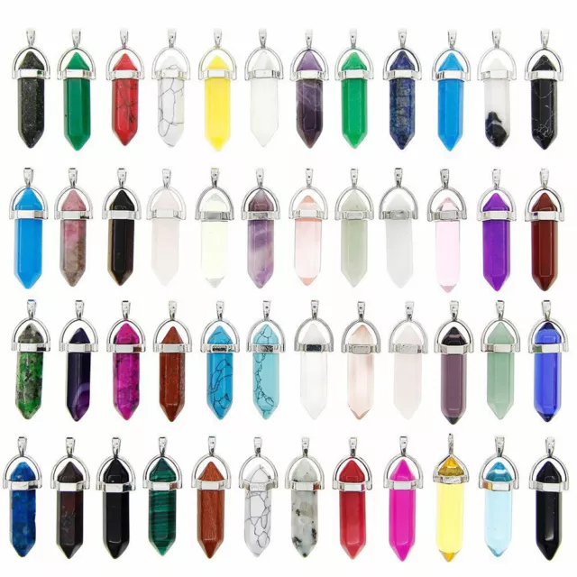 16PC Natural Quartz Crystal Point Chakra Healing Gemstone Pendant Necklace Stone 8