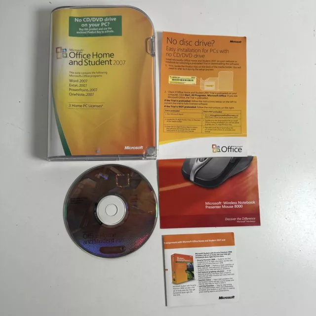 Microsoft Office Home & Student 2007 Software DVD with Manual and Product Key