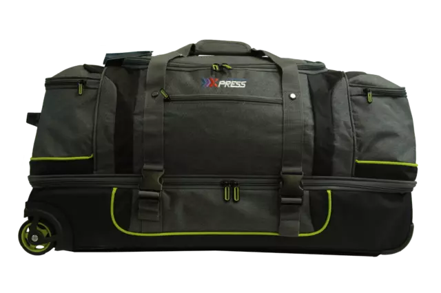 (Green) 30" Rolling Duffel Bag Two Silent Wheels w/ Corner Covers