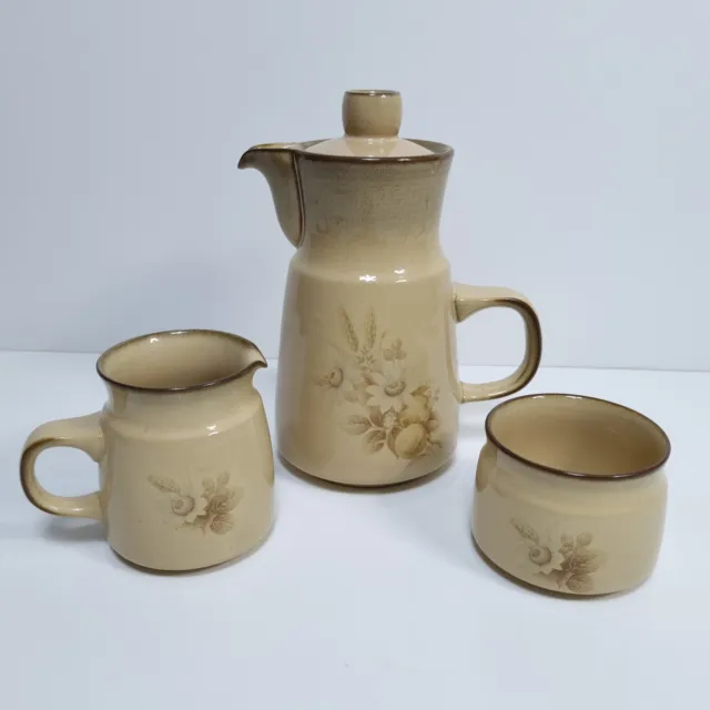 Denby Memories Coffee Pot Creamer Jug Sugar Bowl Fine Stoneware Made In England