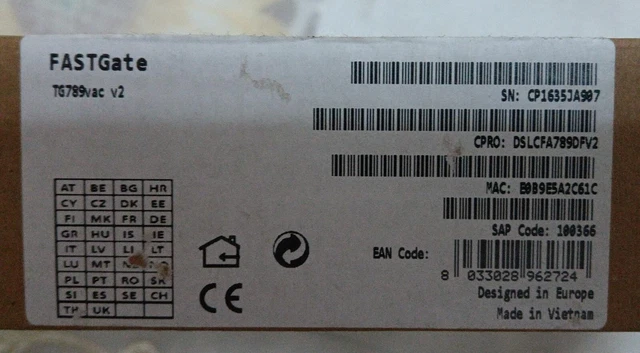 ROUTER ADSL FASTWEB FASTGATE Smart Modem Technicolor TG789vac v2 Bianco ...