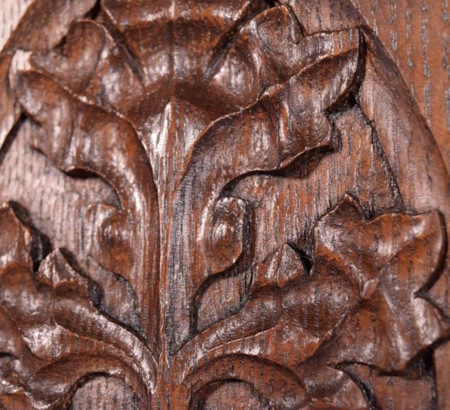 *Pair of Gothic Carved Architectural Panels/Trim in Solid Oak Wood Salvage 7