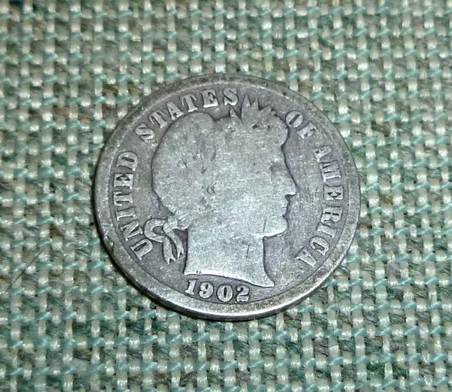 1902 P - 90% Silver Barber Dime
