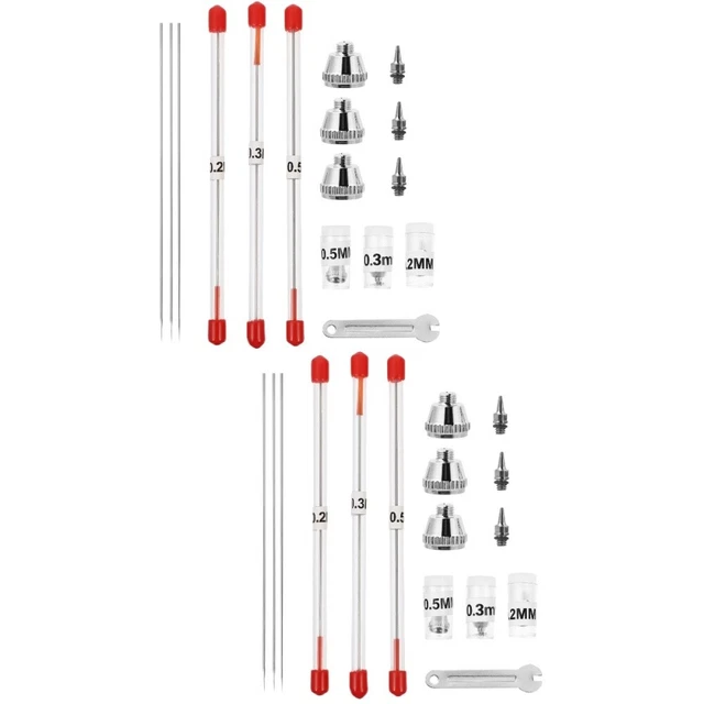 20 piezas/juego 0. Boquilla aerógrafo de 3 mm 0. Aguja de aerógrafo de 2 mm