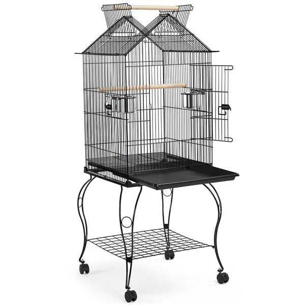 57'' Open Top Bird Cage Double Roof Top Parakeet Cage for Medium Small Parrots