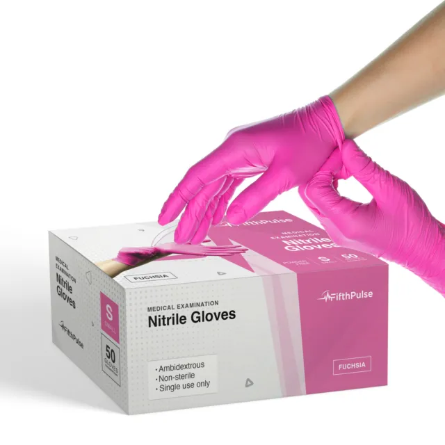 Fifth Pulse Nitrile Exam Latex Free & Powder Free Gloves - Fushia - 50 pk (Sm)